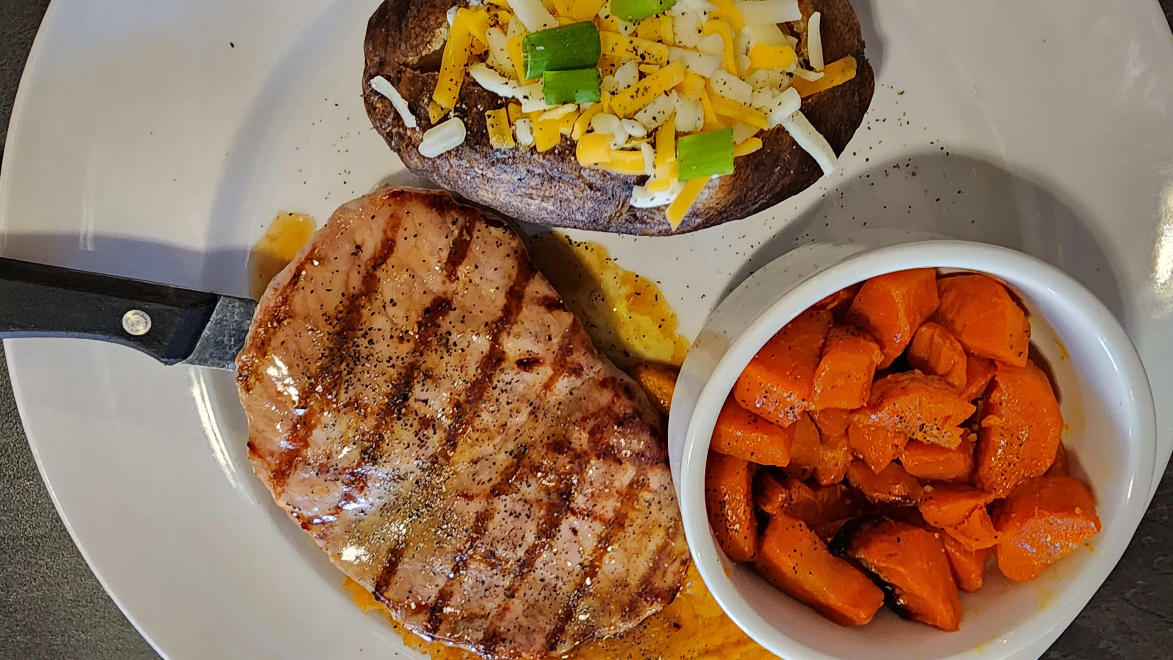 Signature pork chop at Gibbs Chophouse